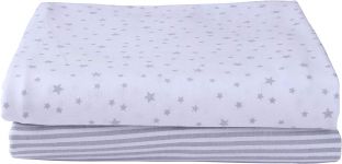 CLAIR DE LUNE Cot Bed Fitted Sheets Stars & Stripes Grey